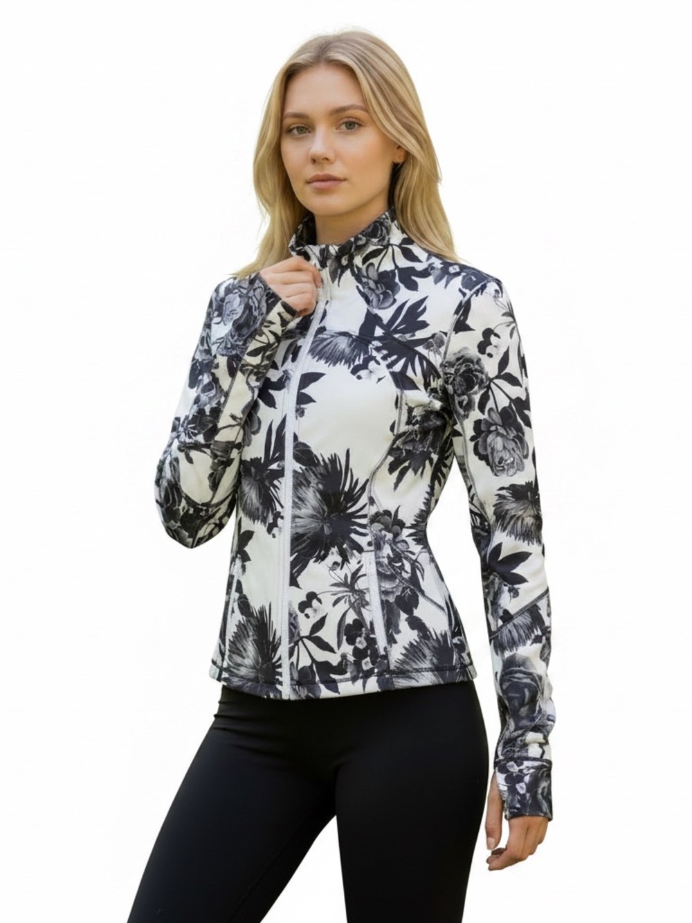 lululemon athletica Black & White Floral Zip Jacket